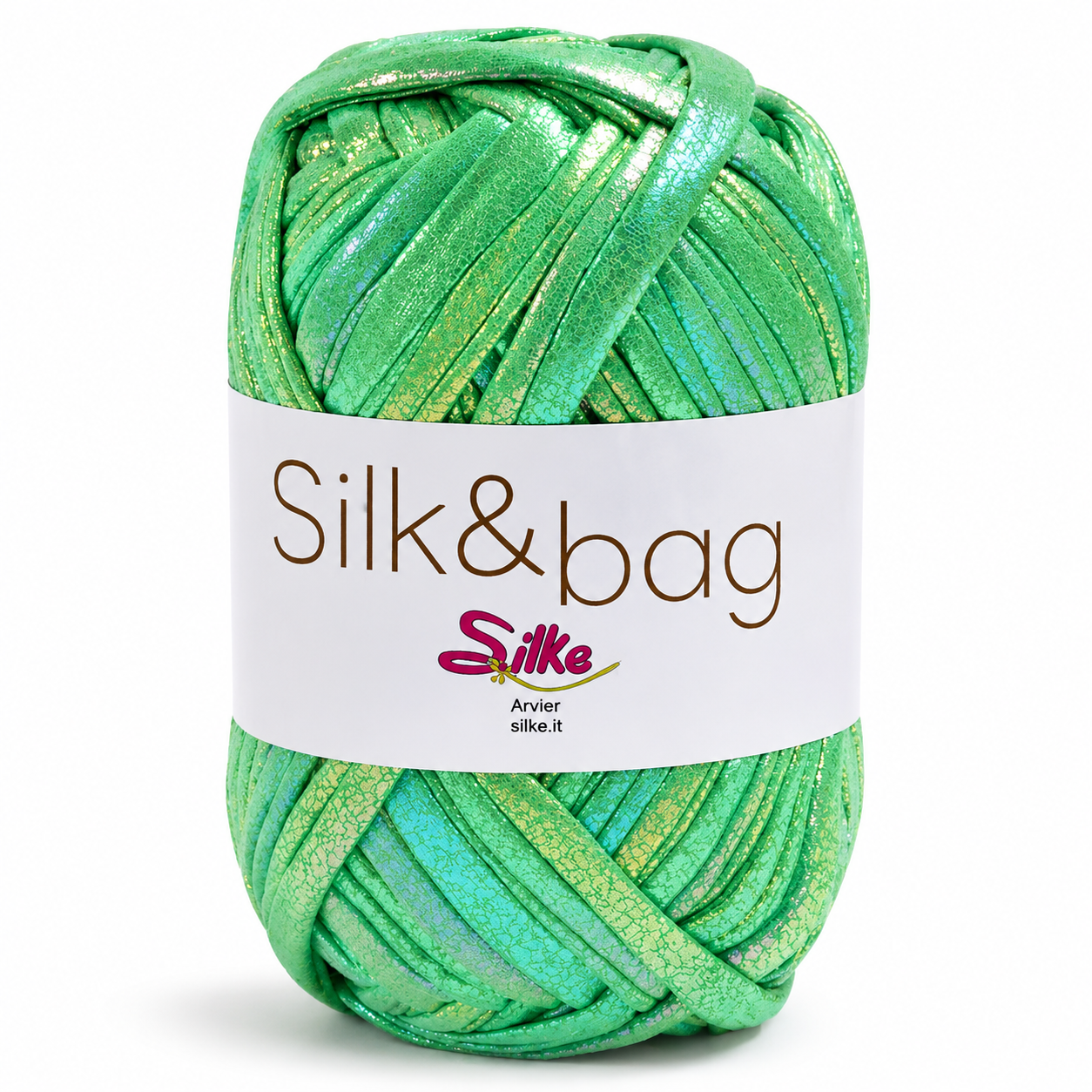 Fettuccia SILK&BAG MADREPERLA - Silke - Colore: 0015 - VERDE MADREPERLA - by LacariaRicami.Store