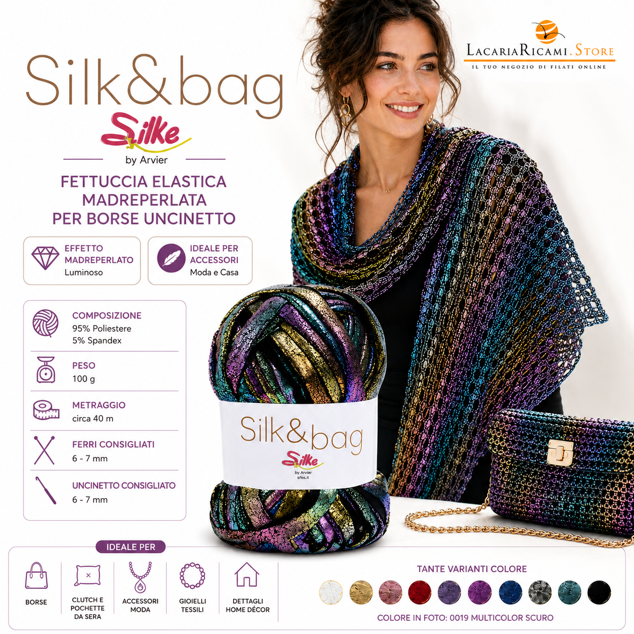 Fettuccia SILK&BAG MADREPERLA - Silke - Colore: - by LacariaRicami.Store