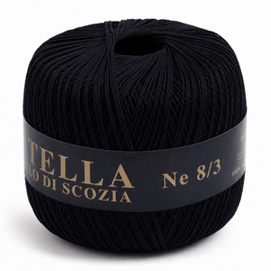 Cotone Filo di Scozia STELLA 8/3 (Tit.: 5) - GPTEX - Colore: 20 - NERO - by LacariaRicami.Store
