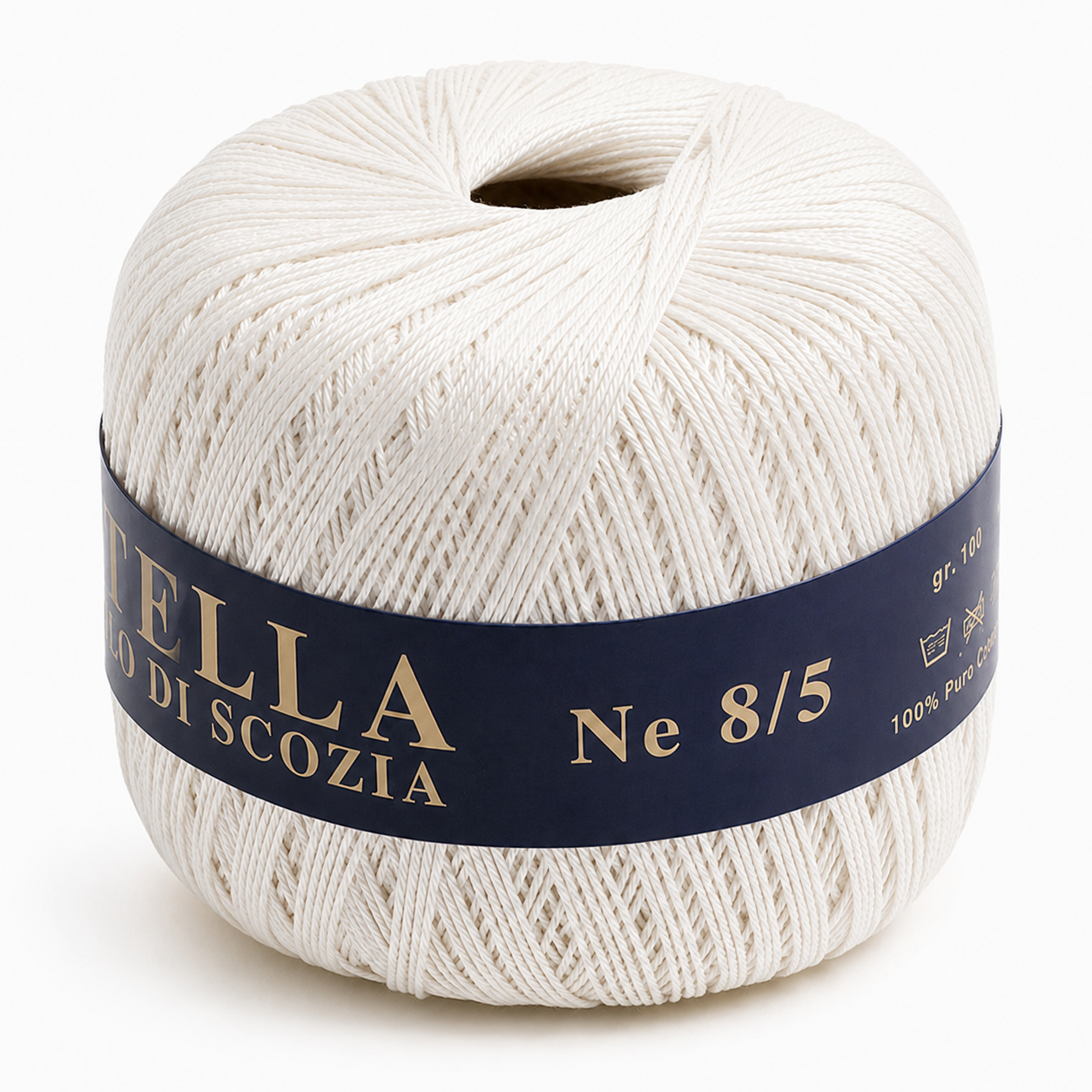 Cotone Filo di Scozia STELLA 8/5 (Tit.: 3) - GPTEX - Colore: 100 - AVORIO - by LacariaRicami.Store