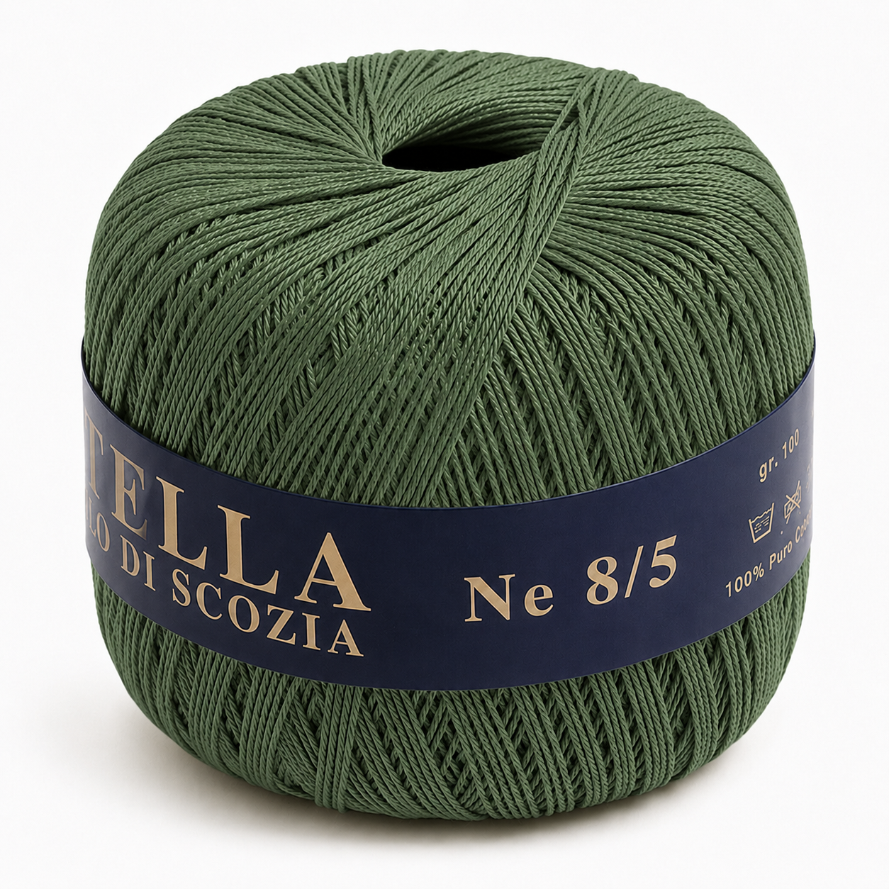 Cotone Filo di Scozia STELLA 8/5 (Tit.: 3) - GPTEX - Colore: 635 - VERDE MILITARE - by LacariaRicami.Store
