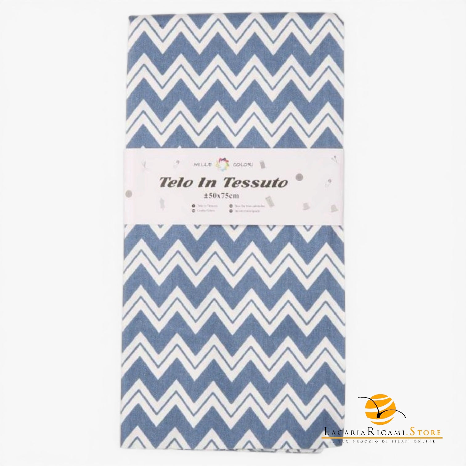 TELO In Tessuto Per BORSE - Colore: 50x75 - COTONE - ONDE BLU - by LacariaRicami.Store