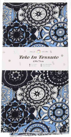 TELO In Tessuto Per BORSE - Colore: 50x75 - COTONE - FANTASY BLU - by LacariaRicami.Store