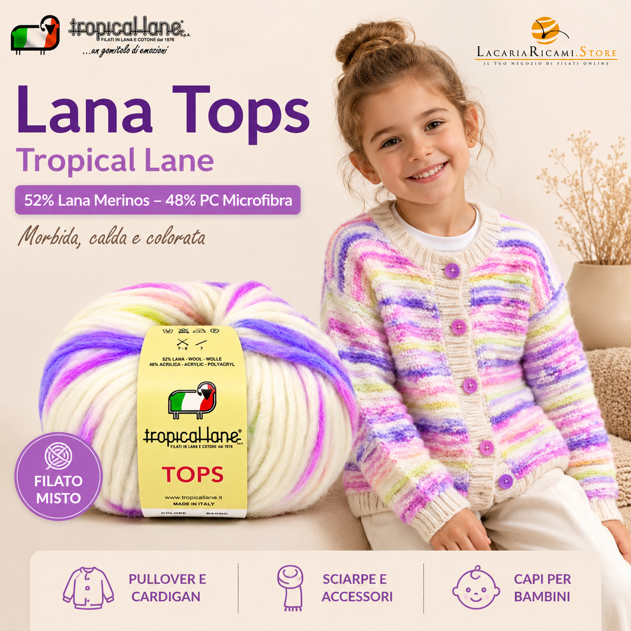 Lana TOPS - Tropical Lane - Colore: - by LacariaRicami.Store