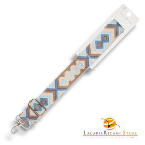TRACOLLA Colorata Per BORSA LARGA = 38 mm - Colore: 801109 - CELESTE-MARRONCINO ORO - by LacariaRicami.Store