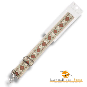 TRACOLLA Colorata Per BORSA LARGA = 38 mm - Colore: 801112 - CUOIO-VERDINO-BEIGE ARGENTO - by LacariaRicami.Store