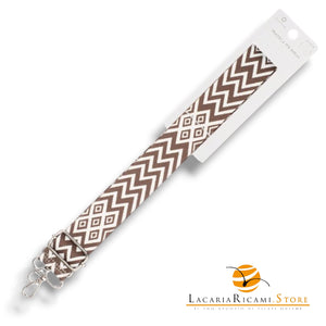 TRACOLLA Colorata Per BORSA LARGA = 38 mm - Colore: 801115 - MARRONE-BIANCO ARGENTO - by LacariaRicami.Store