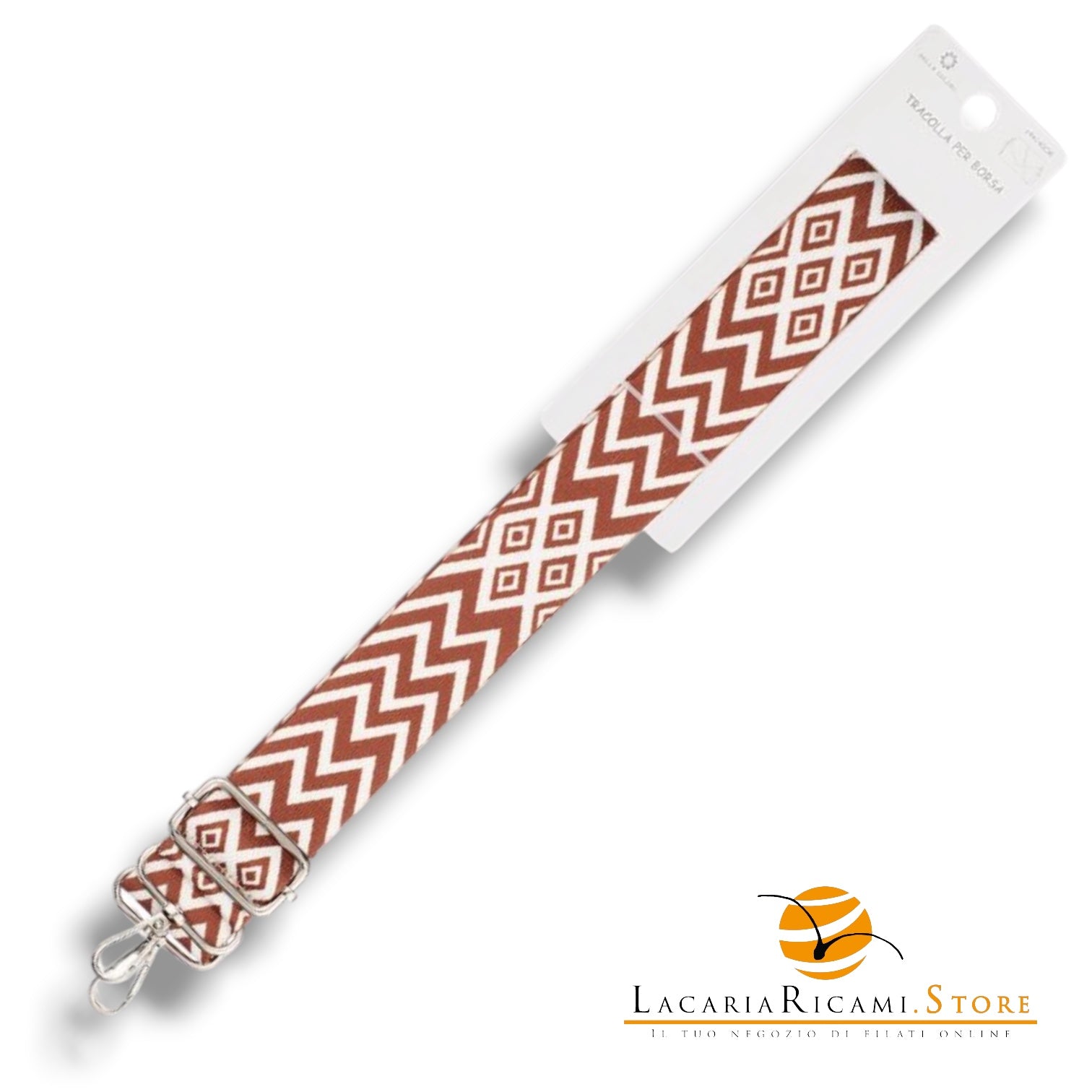 TRACOLLA Colorata Per BORSA LARGA = 38 mm - Colore: 801115 - ROSA ANTICO-BIANCO ARGENTO - by LacariaRicami.Store