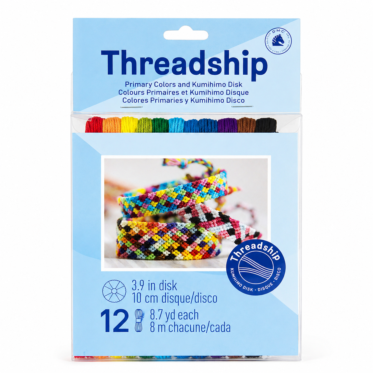 TELAIO/COFANETTO da viaggio per realizzare braccialetti brasiliani - DMC - Colore: TSHKUMI12PRI - 12 matassine + kumihimo - by LacariaRicami.Store