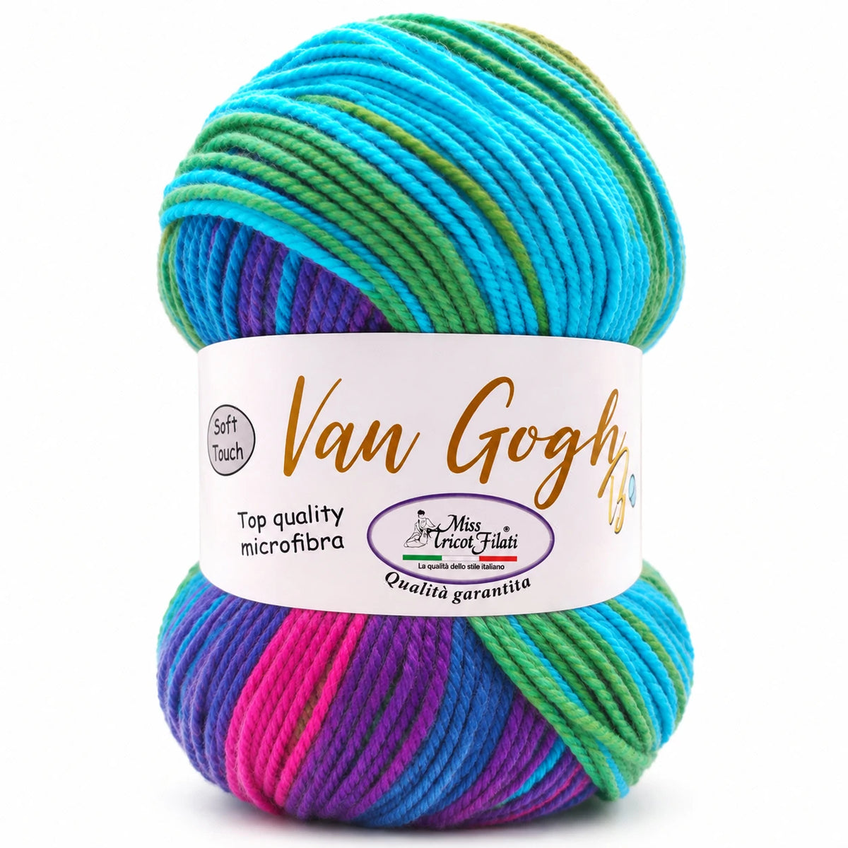MICROFIBRA Van Gogh Batik - Miss Tricot Filati - Colore: 26 - VIOLA TURCHESE VERDE SFUMATO - by LacariaRicami.Store