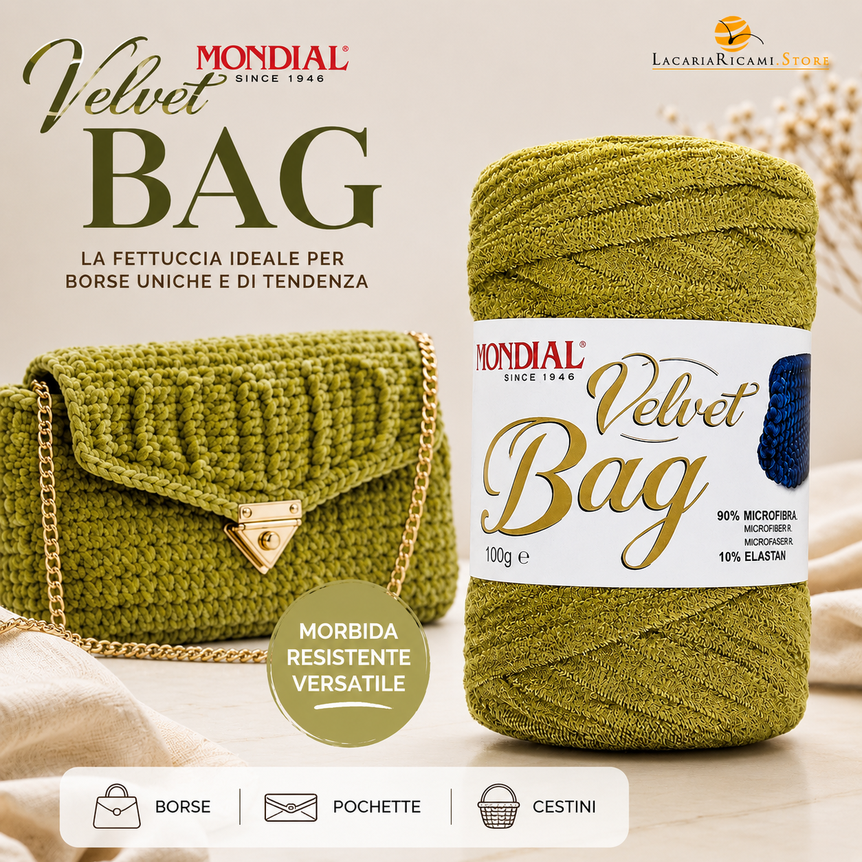 Fettuccia VELVET BAG - MONDIAL - Colore: - by LacariaRicami.Store