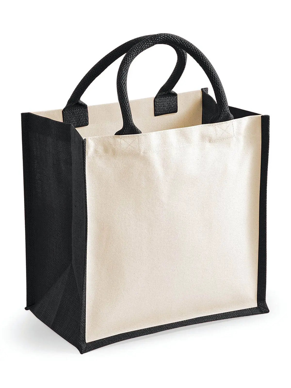BORSA Juta Con Pannelli Laterali 30X30X19 Cm - Westford Mill - WM421 - 30X30X19 MANICO = 40 Cm - NERO - LacariaRicami.Store