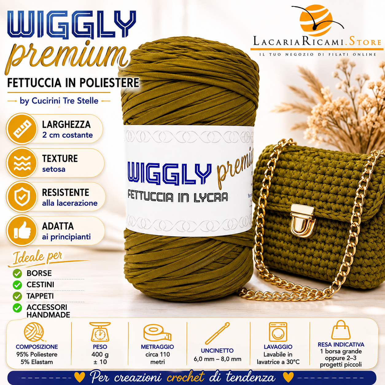 FETTUCCIA Lycra WIGGLY premium - Cucirini Tre Stelle - Colore: - by LacariaRicami.Store