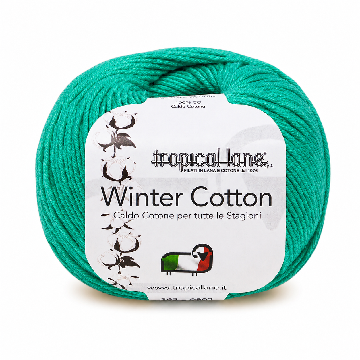 CALDO COTONE Winter Cotton - Tropical Lane - Colore: 616 - SMERALDO - by LacariaRicami.Store
