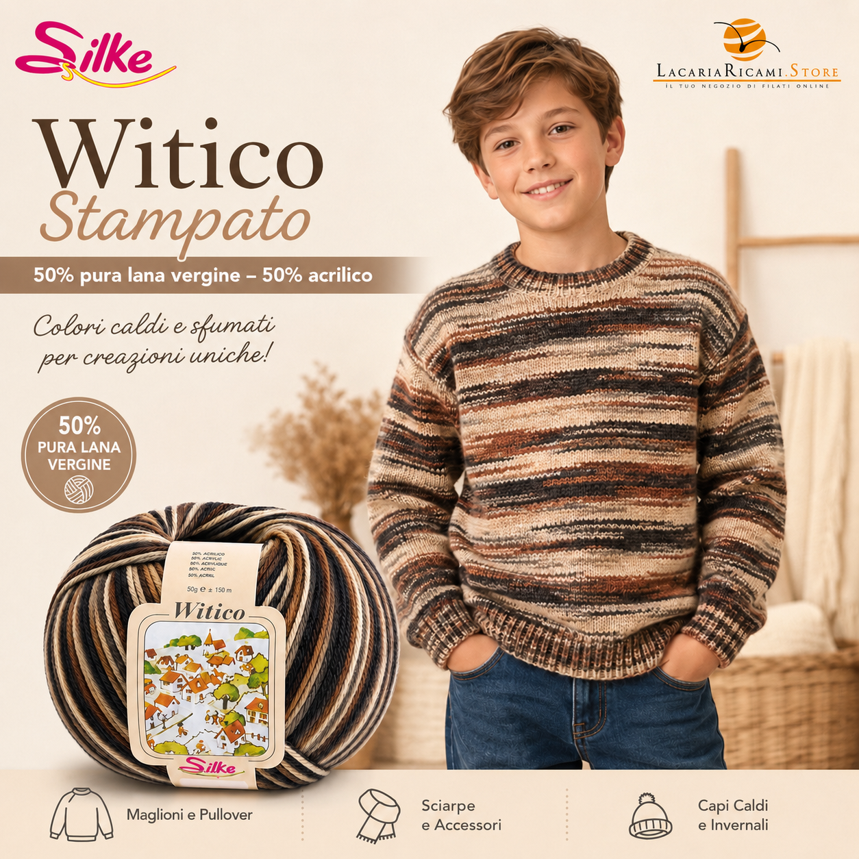 Lana Witico Stampato - Silke - Colore: - by LacariaRicami.Store
