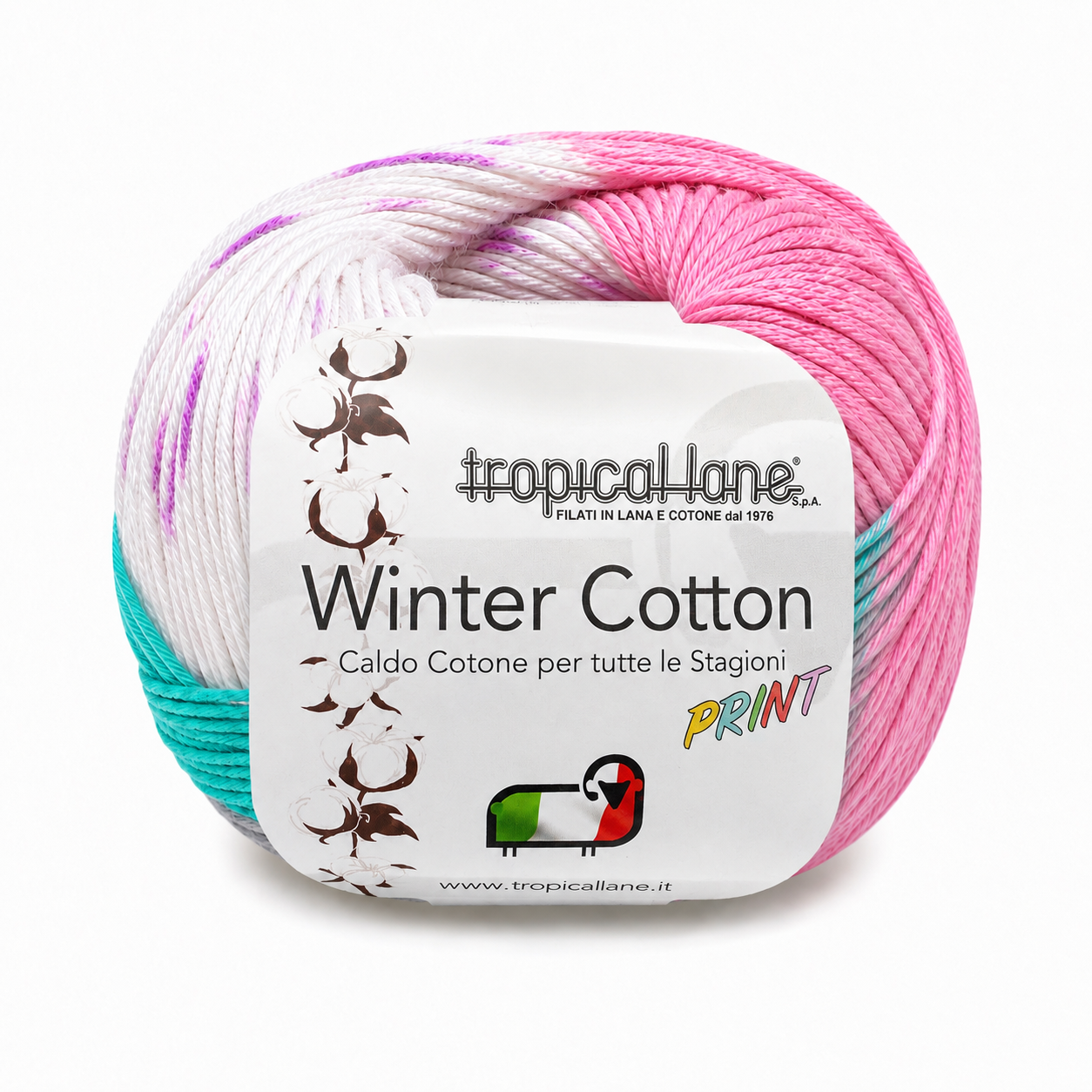 CALDO COTONE Winter Cotton Print - Tropical Lane - Colore: 101 - grigio rosa verde acqua - by LacariaRicami.Store