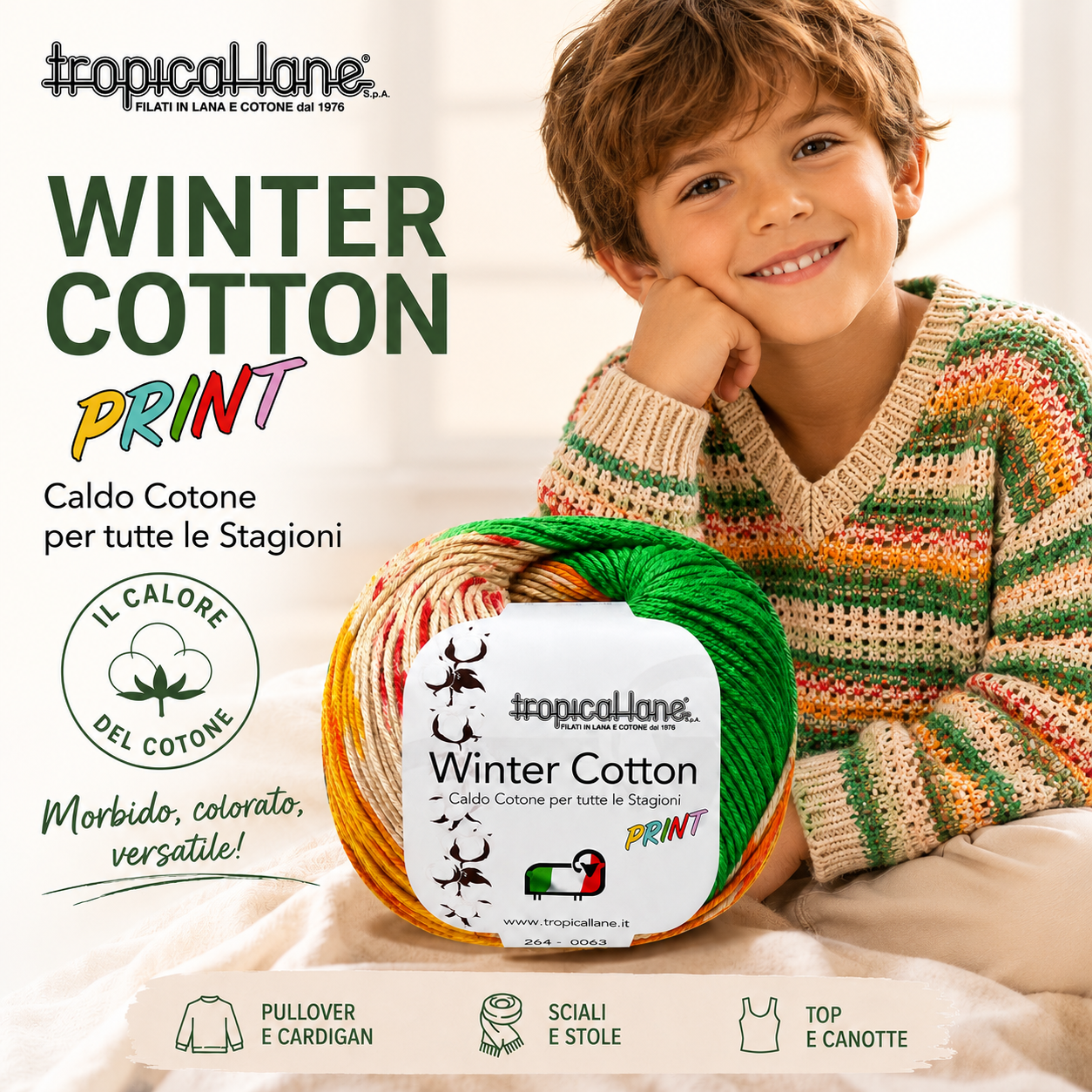 CALDO COTONE Winter Cotton Print - Tropical Lane - Colore: - by LacariaRicami.Store