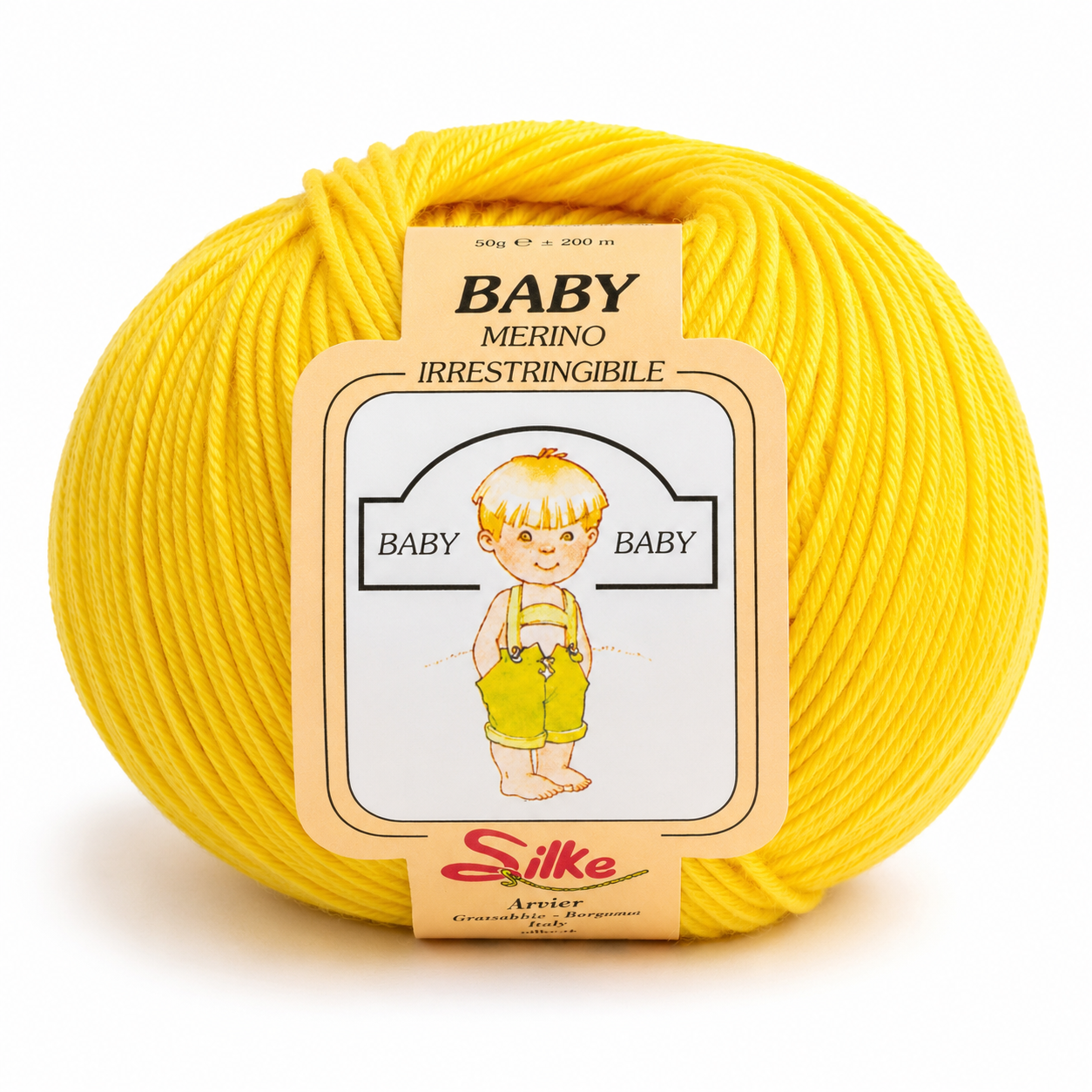 Lana Baby Merino - Silke - Colore: 052 - GIALLO SOLE - by LacariaRicami.Store