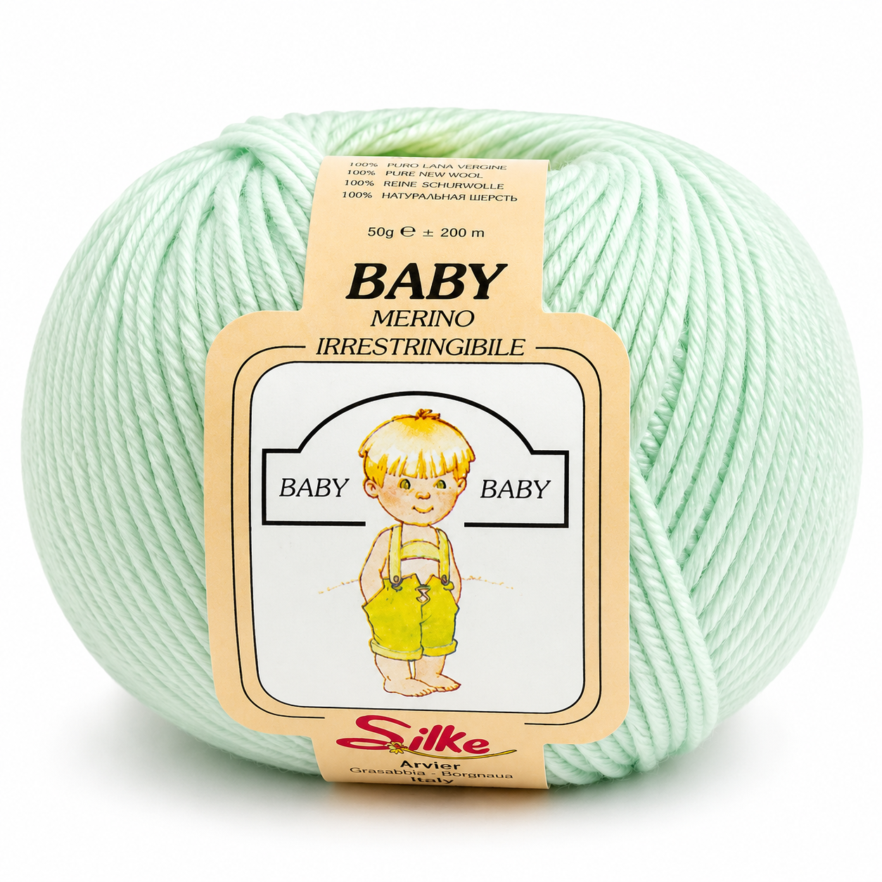 Lana Baby Merino - Silke - Colore: 103 - VERDINO - by LacariaRicami.Store
