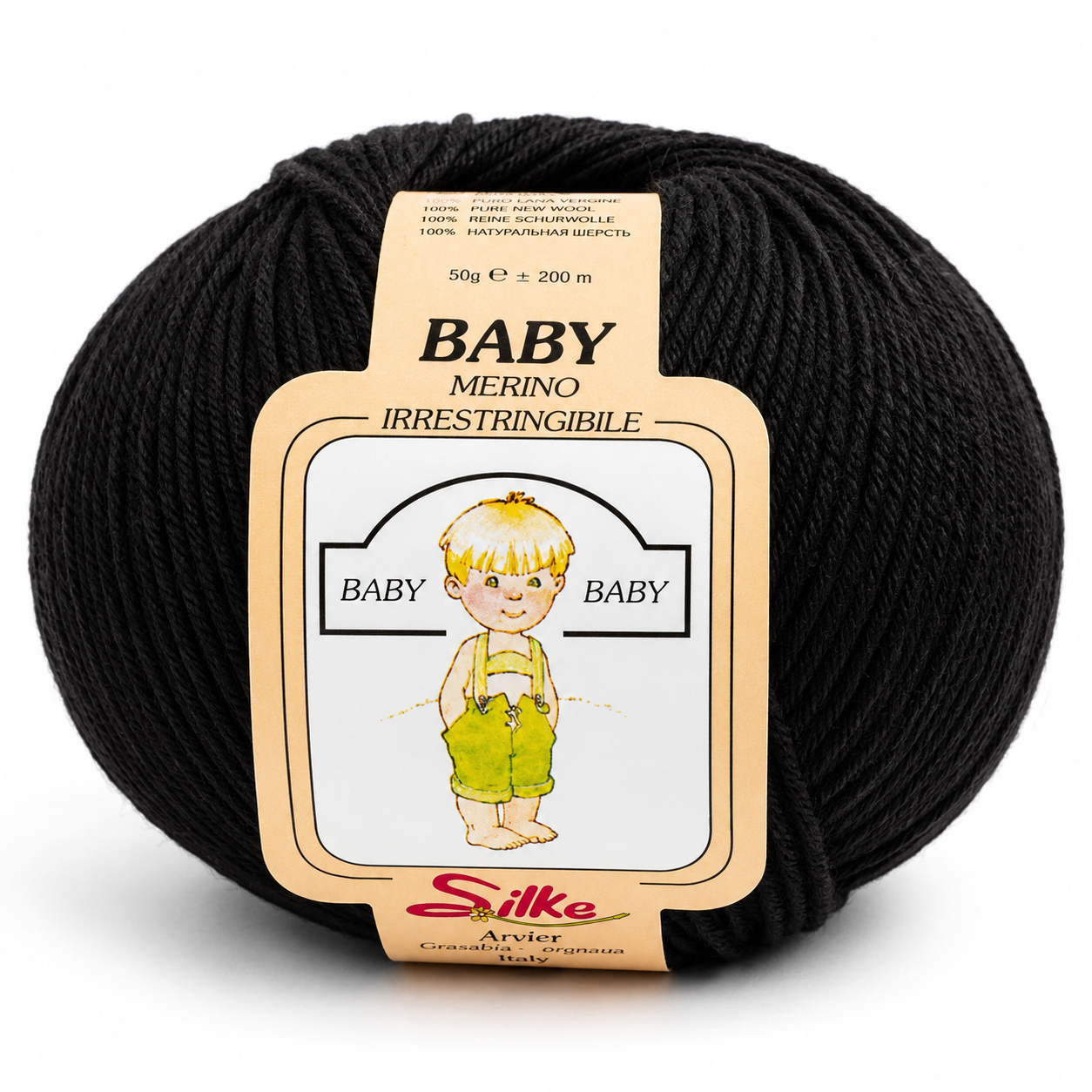 Lana Baby Merino - Silke - Colore: 200 - NERO - by LacariaRicami.Store