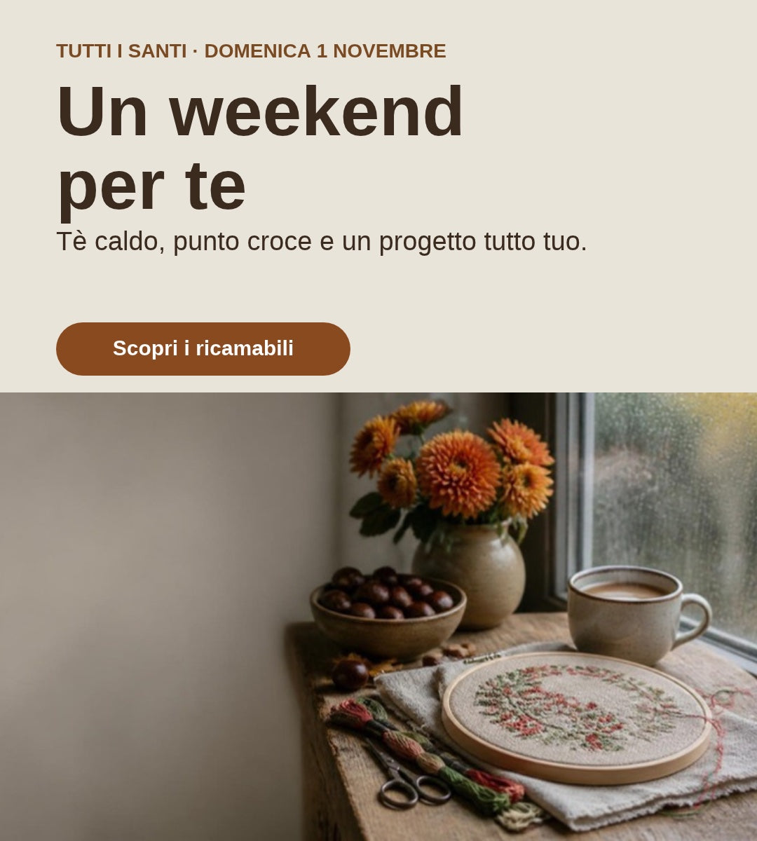 Tutti i Santi: un weekend per te con il punto croce