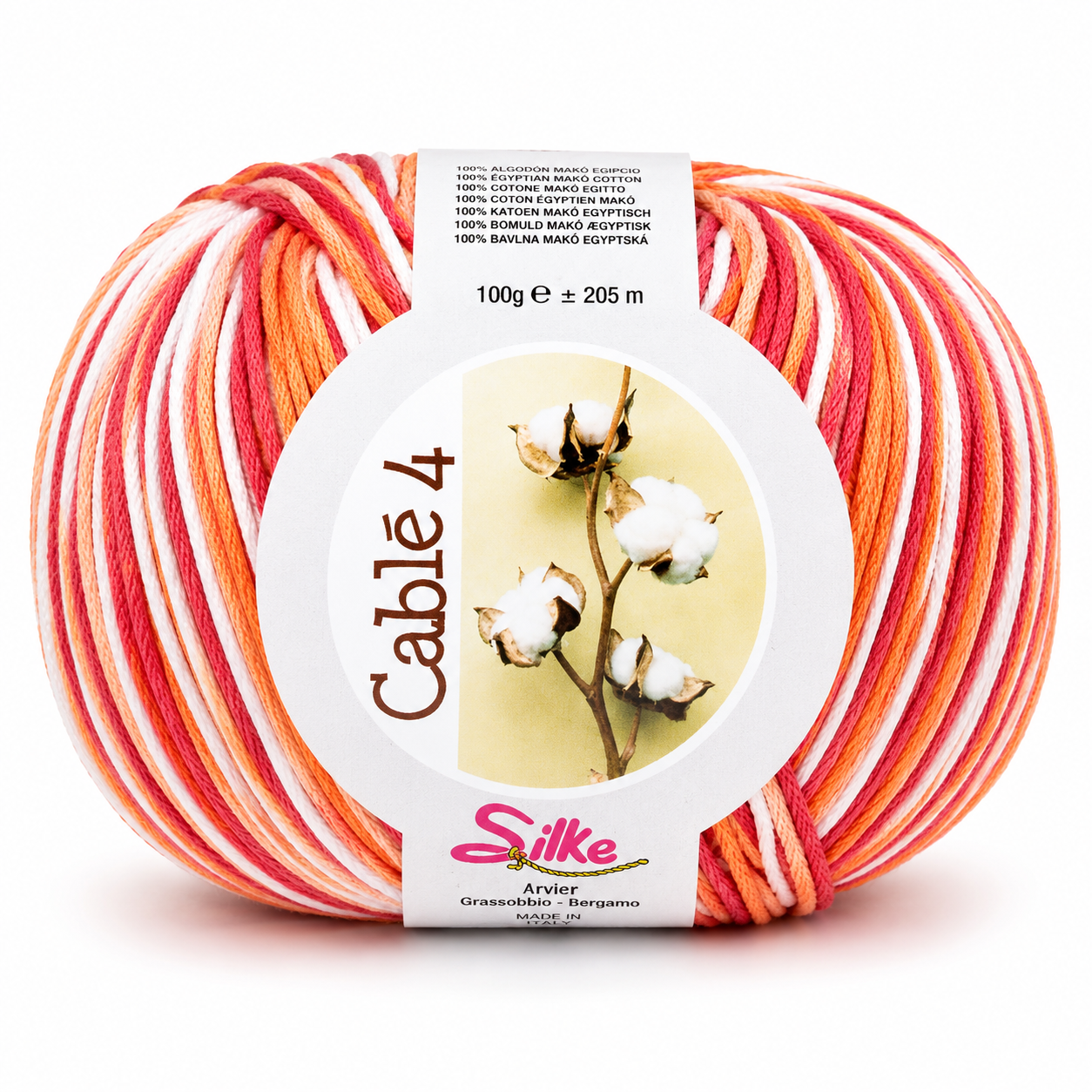 Cotone Cablé 4 Sfumato - Silke - Colore: 819 - ARANCIO FORTE SFUMATO - by LacariaRicami.Store