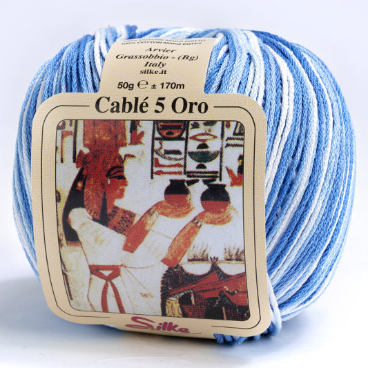 Cotone Cablé 5 Oro Sfumato - Silke - 91 - AZZURRO SFUMATO - LacariaRicami.Store