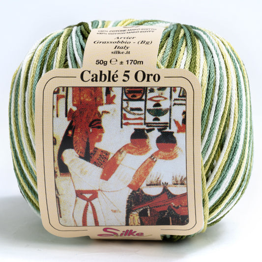 Cotone Cablé 5 Oro Sfumato - Silke - 97 - VERDE SFUMATO - LacariaRicami.Store