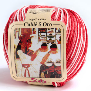 Cotone Cablé 5 Oro Sfumato - Silke - 98 - BIANCO/ROSSO SFUMATO - LacariaRicami.Store
