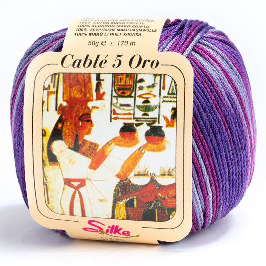Cotone Cablé 5 Oro Sfumato - Silke - 323 - VIOLA/ROSA SFUMATO - LacariaRicami.Store