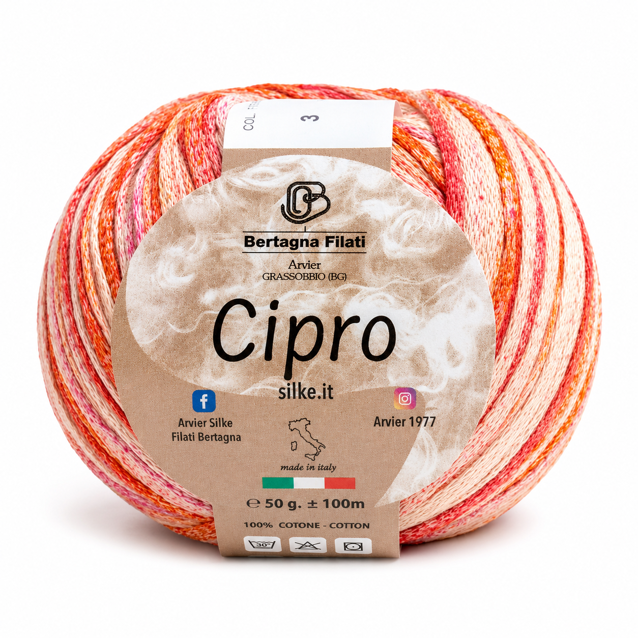 Cotone CIPRO - Bertagna Filati - Colore: 3 - PESCA - by LacariaRicami.Store