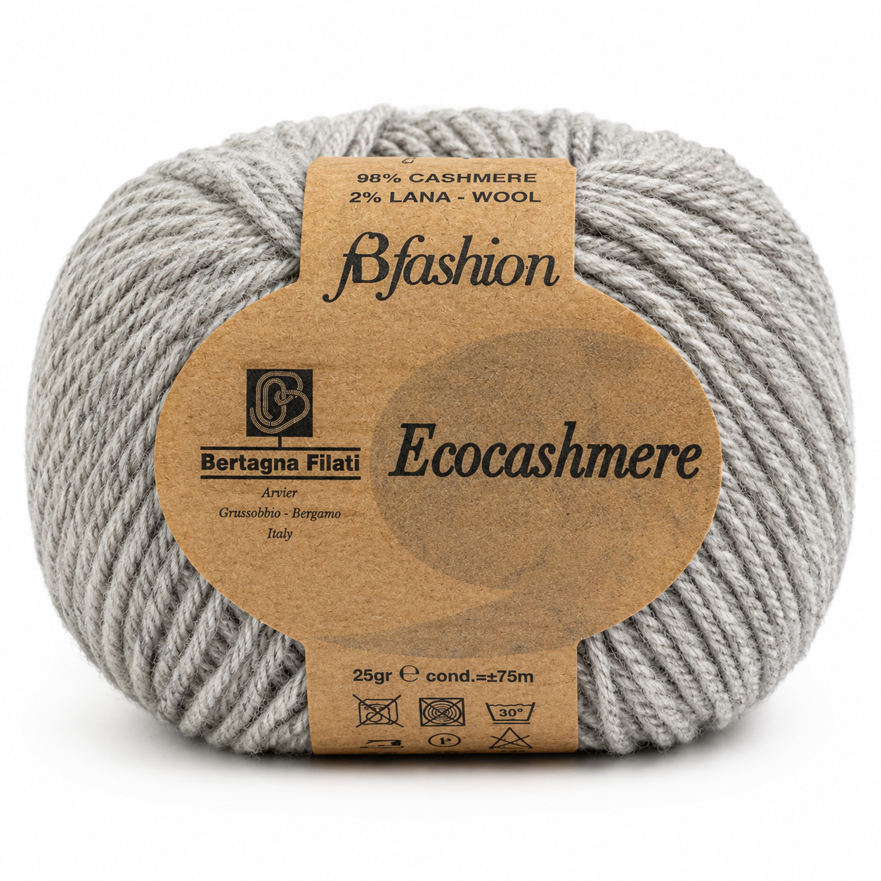 Lana ECOCASHMERE - Bertagna Filati - Colore: 100 - GRIGIO CHIARO - by LacariaRicami.Store