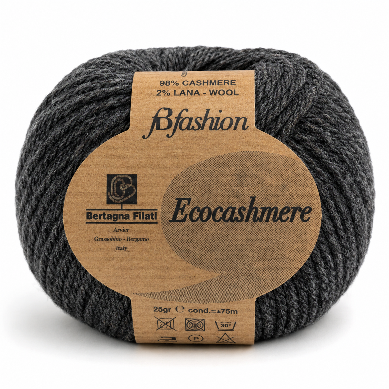 Lana ECOCASHMERE - Bertagna Filati - Colore: 130 - GRIGIO SCURO - by LacariaRicami.Store