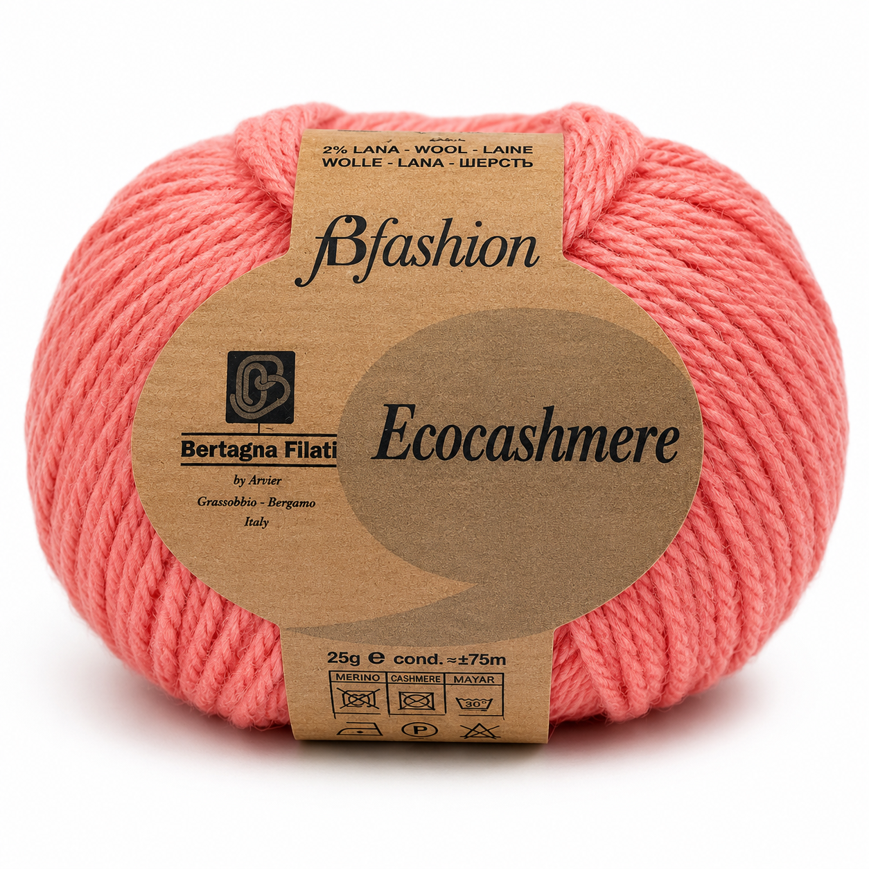Lana ECOCASHMERE - Bertagna Filati - Colore: 332 - ROSA PESCA - by LacariaRicami.Store