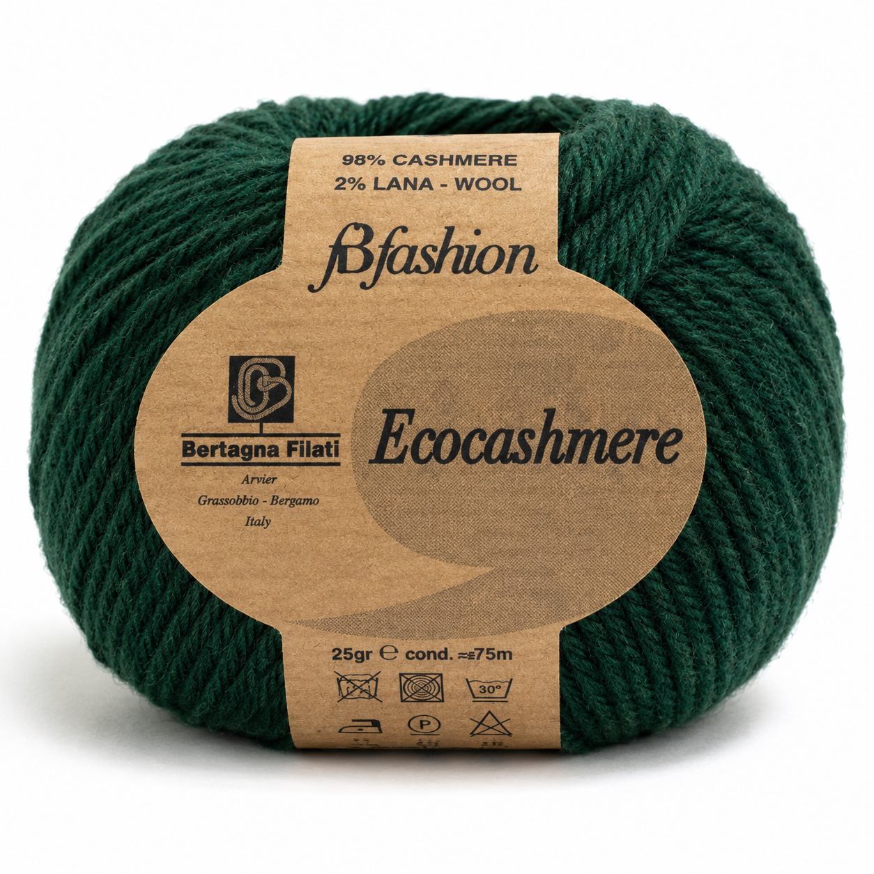 Lana ECOCASHMERE - Bertagna Filati - Colore: 340 - VERDE - by LacariaRicami.Store