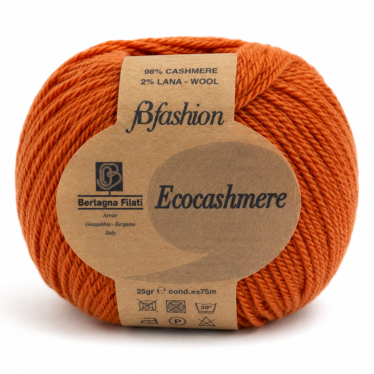 Lana ECOCASHMERE - Bertagna Filati - Colore: 402 - ARANCIO - by LacariaRicami.Store