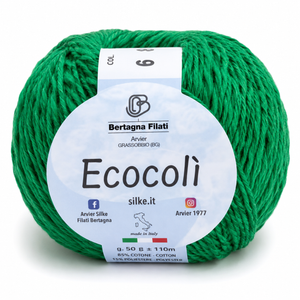 Cotone-Lino ECOCOLÌ - Silke - Colore: 0006 - VERDE - by LacariaRicami.Store