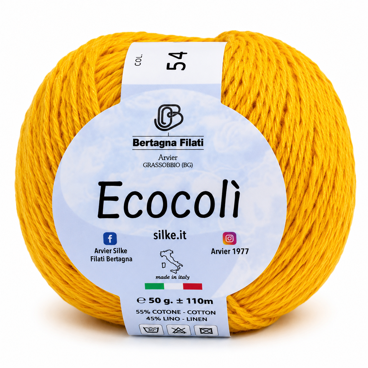 Cotone-Lino ECOCOLÌ - Silke - Colore: 0054 - GIALLO - by LacariaRicami.Store