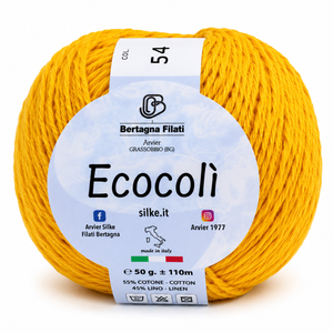 Cotone-Lino ECOCOLÌ - Silke - Colore: 0054 - GIALLO - by LacariaRicami.Store