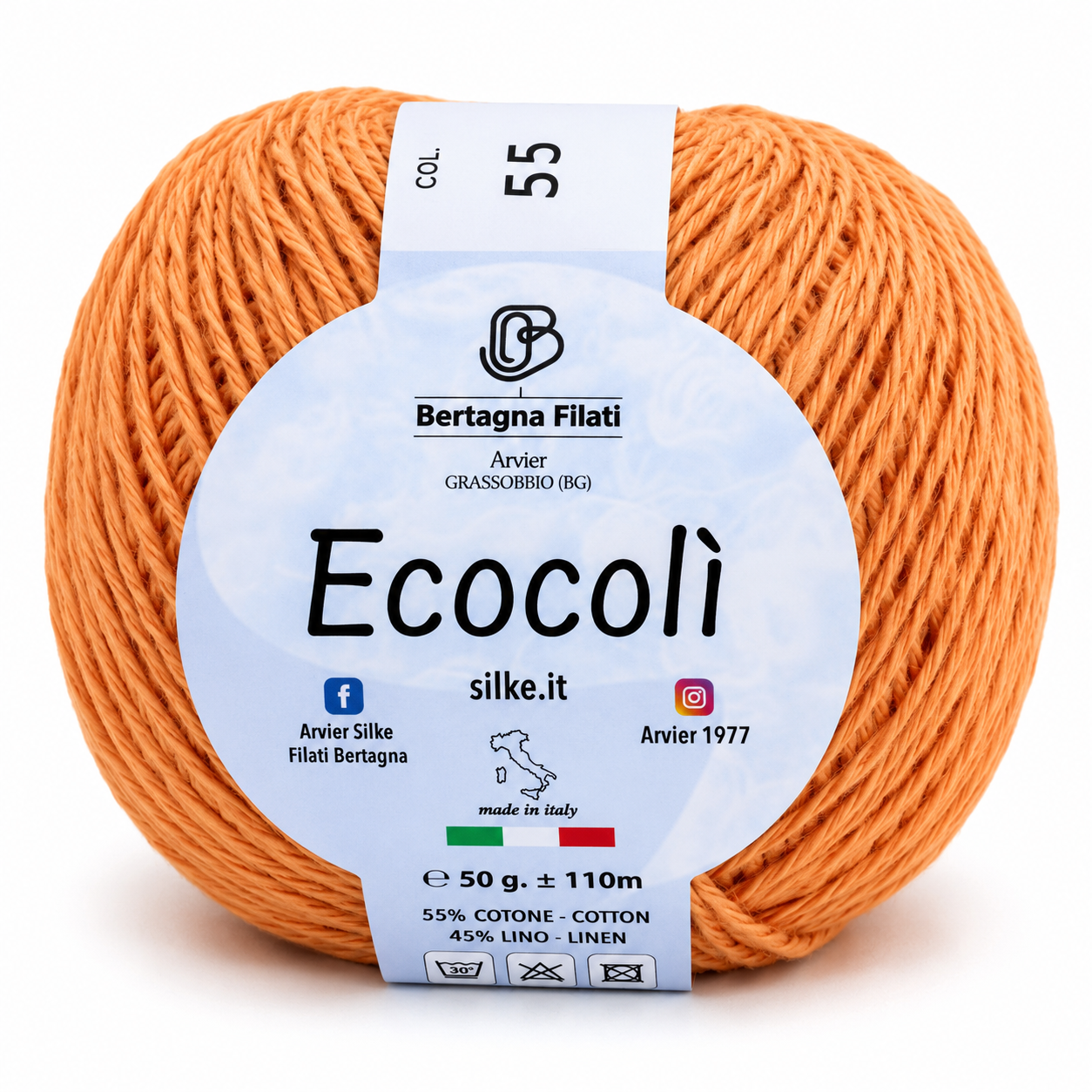 Cotone-Lino ECOCOLÌ - Silke - Colore: 0055 - SALMONE - by LacariaRicami.Store