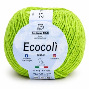 Cotone-Lino ECOCOLÌ - Silke - Colore: 0271 - VERDE CHIARO - by LacariaRicami.Store