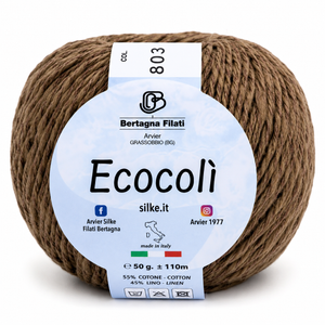 Cotone-Lino ECOCOLÌ - Silke - Colore: 0803 - MARRONE - by LacariaRicami.Store