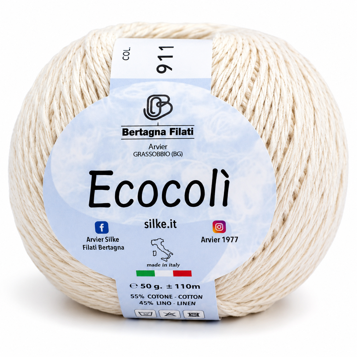 Cotone-Lino ECOCOLÌ - Silke - Colore: 0911 - PANNA - by LacariaRicami.Store