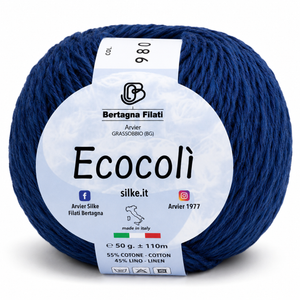 Cotone-Lino ECOCOLÌ - Silke - Colore: 0980 - BLU - by LacariaRicami.Store