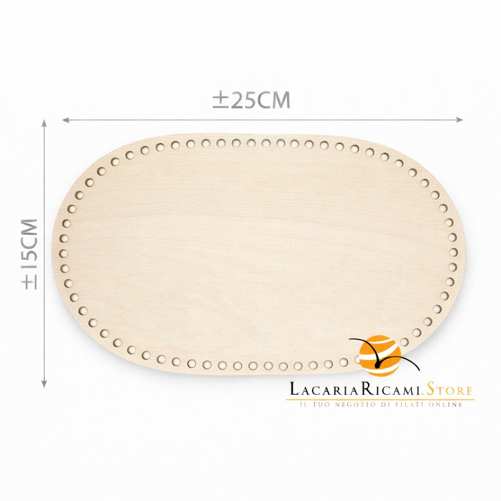FONDO di LEGNO - MAS Srl - Colore: OVALE = 25X15 Cm - by LacariaRicami.Store
