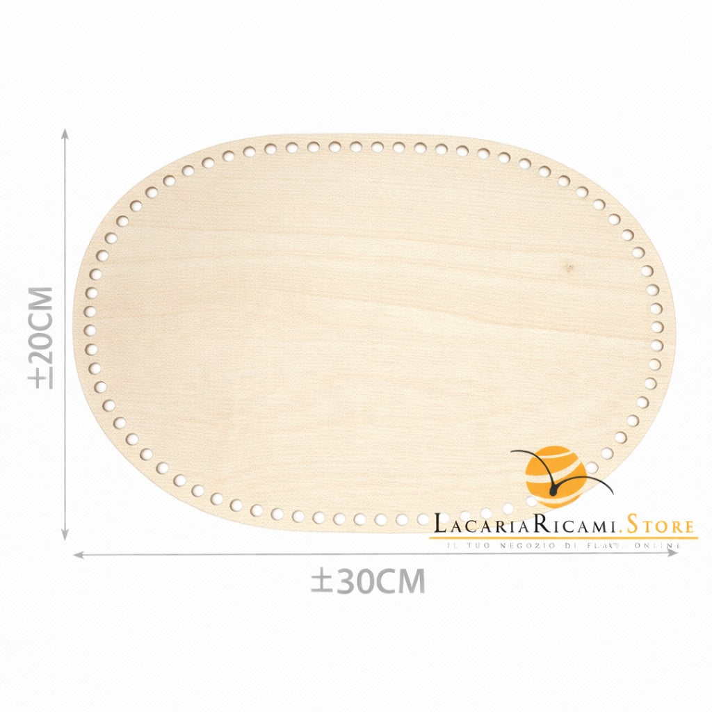 FONDO di LEGNO - MAS Srl - Colore: OVALE = 30X20 Cm - by LacariaRicami.Store