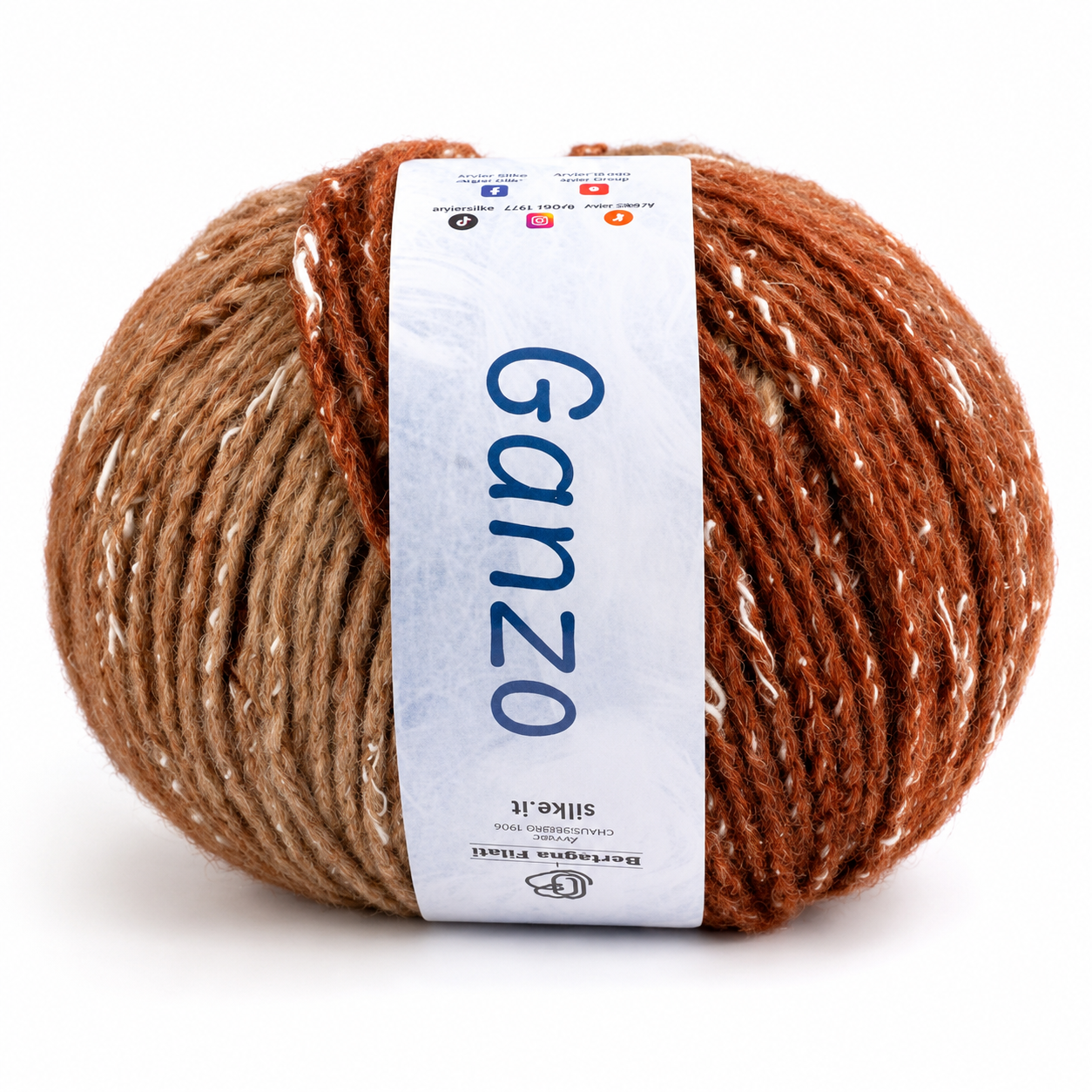 Cotone-Lana GANZO - Bertagna Filati - Colore: 75 - CAFFÉ LATTE NOCCIOLA DEGRADÈ - by LacariaRicami.Store