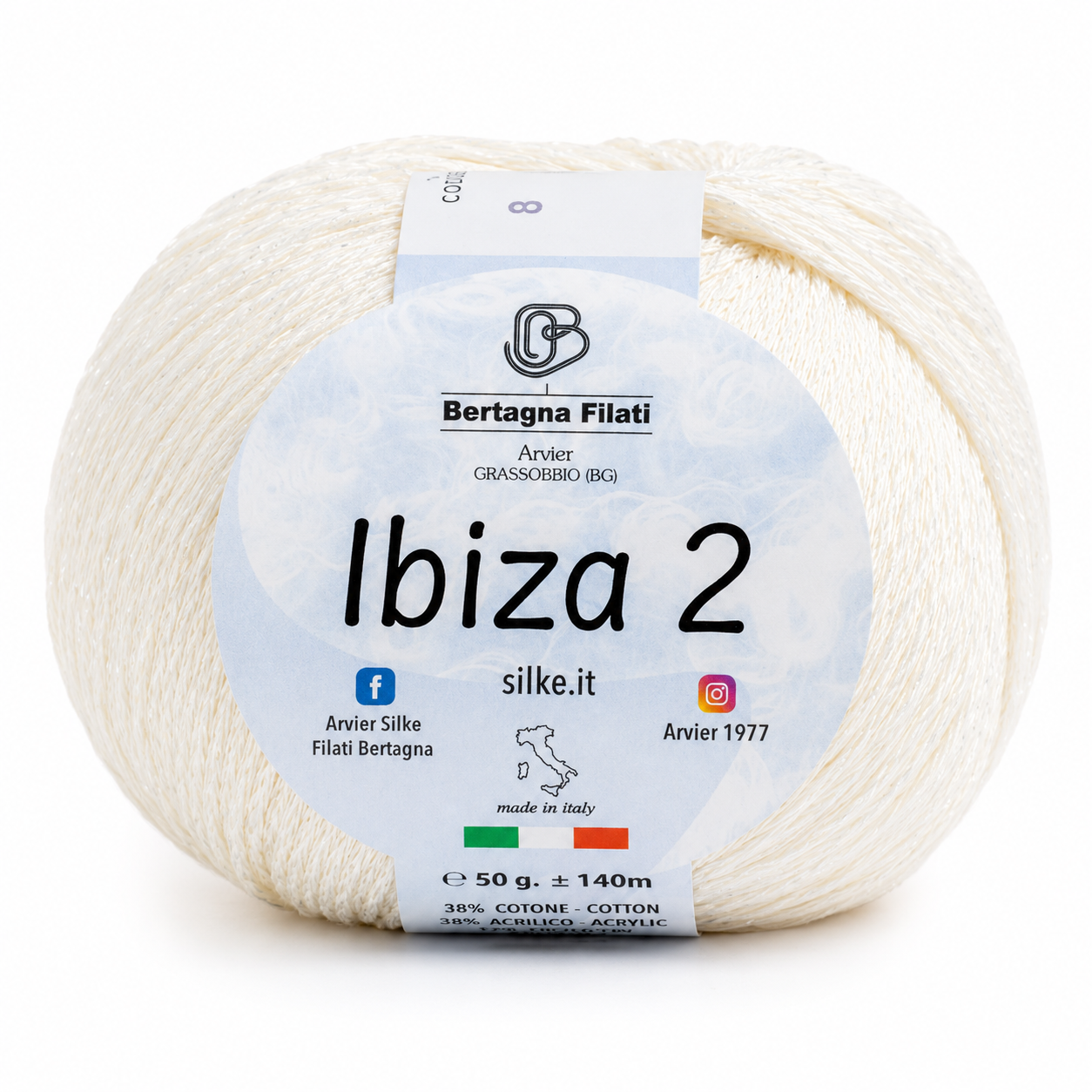 Cotone IBIZA 2 - Bertagna Filati - Colore: 8(2) - PANNA LUREX PANNA - by LacariaRicami.Store