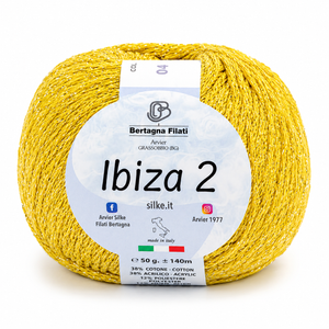 Cotone IBIZA 2 - Bertagna Filati - Colore: 10(2) - GIALLO LUREX ARGENTO - by LacariaRicami.Store