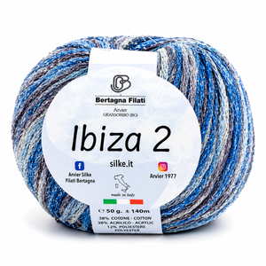 Cotone IBIZA 2 - Bertagna Filati - Colore: 53(2) - BLU-GRIGIO MIX LUREX ARGENTO - by LacariaRicami.Store